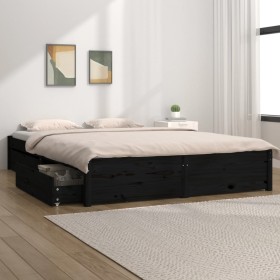 Estructura de cama con cajones negro 140x190 cm de vidaXL, Camas y somieres - Ref: Foro24-3103507, Precio: 254,99 €, Descuent...