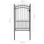 Puerta de valla con picos acero negro 100x175 cm de vidaXL, Puertas de jardín - Ref: Foro24-146391, Precio: 226,99 €, Descuen...