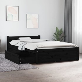 Bed frame with drawers black 90x200 cm by vidaXL, Beds and slatted bases - Ref: Foro24-3103487, Price: 214,42 €, Discount: %