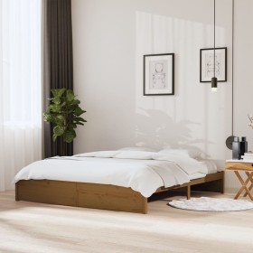 Solid wood bed frame Super King honey brown 180x200 cm by vidaXL, Beds and slatted bases - Ref: Foro24-814967, Price: 229,99 ...