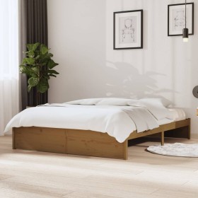 Honey brown solid wood bed frame 140x200 cm by vidaXL, Beds and slatted bases - Ref: Foro24-814952, Price: 118,99 €, Discount: %