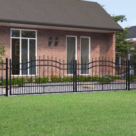 Black coated steel spear point fence gate 406x151 cm by vidaXL, garden gates - Ref: Foro24-151100, Price: 472,99 €, Discount: %