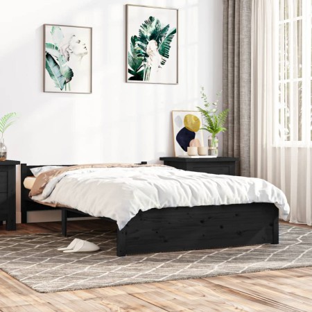 Estructura de cama madera maciza negra 140x200 cm de vidaXL, Camas y somieres - Ref: Foro24-815048, Precio: 119,92 €, Descuen...