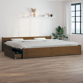 Estructura de cama con cajones marrón miel 200x200 cm de vidaXL, Camas y somieres - Ref: Foro24-3103582, Precio: 381,99 €, De...