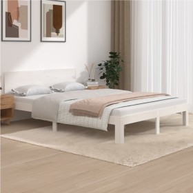 Solid white pine wood bed frame 140x200 cm by vidaXL, Beds and slatted bases - Ref: Foro24-810496, Price: 127,99 €, Discount: %