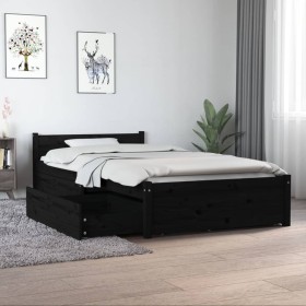 Einzelbettgestell mit Schubladen schwarz 90x190 cm von vidaXL, Betten und Lattenroste - Ref: Foro24-3103482, Preis: 203,79 €,...