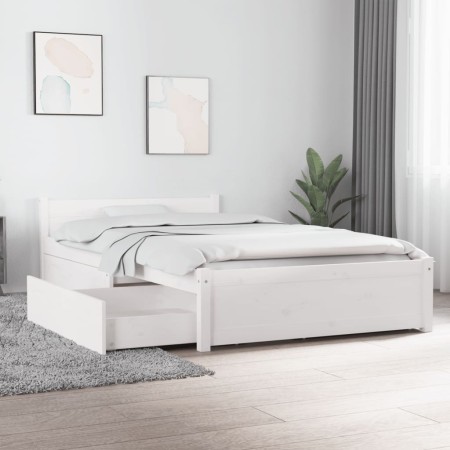 Estructura de cama con cajones blanco 90x200 cm de vidaXL, Camas y somieres - Ref: Foro24-3103484, Precio: 190,28 €, Descuent...