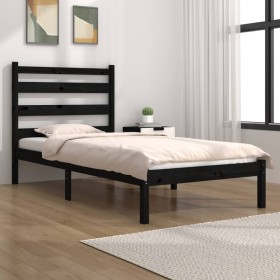 Solid black pine wood bed frame 90x200 cm by vidaXL, Beds and slatted bases - Ref: Foro24-3103637, Price: 98,99 €, Discount: %