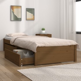 Honey brown bed frame with drawers 90x200 cm by vidaXL, Beds and slatted bases - Ref: Foro24-3103466, Price: 195,99 €, Discou...