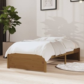 Estructura de cama madera maciza marrón miel 75x190 cm de vidaXL, Camas y somieres - Ref: Foro24-814912, Precio: 81,47 €, Des...