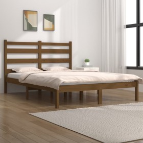 Honey brown solid pine wood bed frame 120x200 cm by vidaXL, Beds and slatted bases - Ref: Foro24-3103646, Price: 123,99 €, Di...