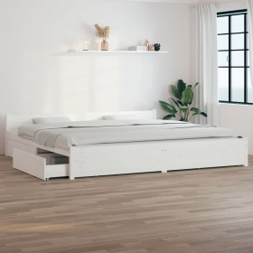 Weißer Bettrahmen mit Schubladen 200x200 cm von vidaXL, Betten und Lattenroste - Ref: Foro24-3103580, Preis: 314,54 €, Rabatt: %