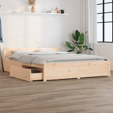 Estructura de cama con cajones doble 135x190 cm de vidaXL, Camas y somieres - Ref: Foro24-3103544, Precio: 203,79 €, Descuent...