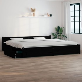 Bed frame with drawers black 200x200 cm by vidaXL, Beds and slatted bases - Ref: Foro24-3103583, Price: 373,99 €, Discount: %