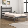 Estructura de cama madera maciza de pino gris 90x200 cm de vidaXL, Camas y somieres - Ref: Foro24-3103635, Precio: 102,25 €, ...