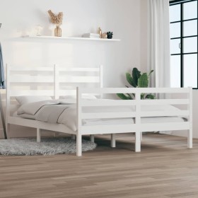 Solid white pine wood bed frame 160x200 cm by vidaXL, Beds and slatted bases - Ref: Foro24-3103724, Price: 142,33 €, Discount: %