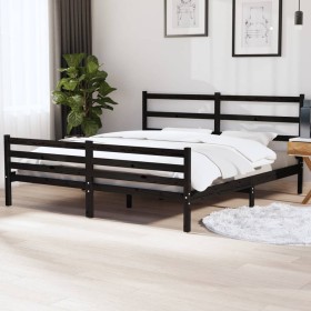 Estructura de cama madera maciza de pino negra 180x200 cm de vidaXL, Camas y somieres - Ref: Foro24-3103732, Precio: 155,99 €...