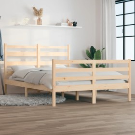 Estructura de cama madera maciza de pino 120x200 cm de vidaXL, Camas y somieres - Ref: Foro24-3103708, Precio: 115,49 €, Desc...