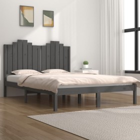 Solid pine wood bed frame gray king size 150x200 cm by vidaXL, Beds and slatted bases - Ref: Foro24-3103785, Price: 172,99 €,...