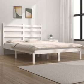 Solid white pine wood bed frame 140x200 cm by vidaXL, Beds and slatted bases - Ref: Foro24-3103649, Price: 122,96 €, Discount: %