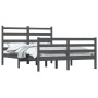 Solid gray pine wood bed frame 140x200 cm by vidaXL, Beds and slatted bases - Ref: Foro24-3103715, Price: 157,99 €, Discount: %