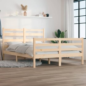 Estructura de cama de madera maciza de pino 160x200 cm de vidaXL, Camas y somieres - Ref: Foro24-3103723, Precio: 134,99 €, D...