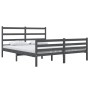 Gray double solid pine wood bed frame 135x190cm by vidaXL, Beds and slatted bases - Ref: Foro24-3103690, Price: 157,83 €, Dis...