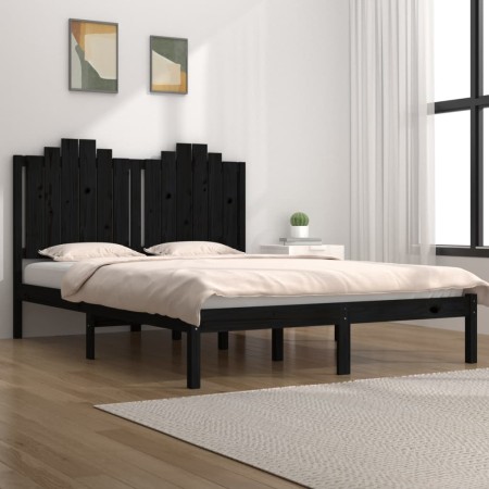 Solid black pine wood bed frame 200x200 cm by vidaXL, Beds and slatted bases - Ref: Foro24-3103802, Price: 180,14 €, Discount: %