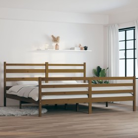 Estructura de cama madera maciza de pino marrón miel 200x200 cm de vidaXL, Camas y somieres - Ref: Foro24-3103736, Precio: 16...