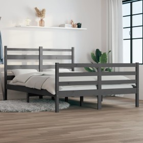 Estructura de cama madera maciza de pino gris 120x200 cm de vidaXL, Camas y somieres - Ref: Foro24-3103710, Precio: 142,99 €,...