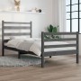 Solid gray pine wood bed frame 100x200 cm by vidaXL, Beds and slatted bases - Ref: Foro24-3103705, Price: 106,52 €, Discount: %