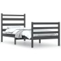 Solid gray pine wood bed frame 100x200 cm by vidaXL, Beds and slatted bases - Ref: Foro24-3103705, Price: 106,52 €, Discount: %