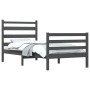 Solid gray pine wood bed frame 100x200 cm by vidaXL, Beds and slatted bases - Ref: Foro24-3103705, Price: 106,52 €, Discount: %