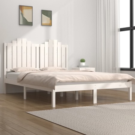 Solid white pine wood bed frame 200x200 cm by vidaXL, Beds and slatted bases - Ref: Foro24-3103799, Price: 159,99 €, Discount: %