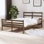 Honey brown solid wood double bed frame 120x190 cm by vidaXL, Beds and slatted bases - Ref: Foro24-3103686, Price: 147,78 €, ...