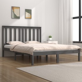 Solid gray pine wood bed frame 120x200 cm by vidaXL, Beds and slatted bases - Ref: Foro24-3103840, Price: 124,40 €, Discount: %