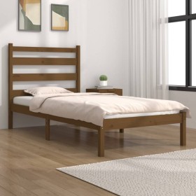 Estructura de cama madera maciza pino marrón miel 90x200 cm de vidaXL, Camas y somieres - Ref: Foro24-3103636, Precio: 104,99...