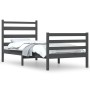 Solid gray pine wood bed frame 90x200 cm by vidaXL, Beds and slatted bases - Ref: Foro24-3103700, Price: 101,51 €, Discount: %