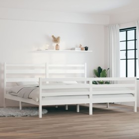 Solid white pine wood bed frame 200x200 cm by vidaXL, Beds and slatted bases - Ref: Foro24-3103734, Price: 149,04 €, Discount: %