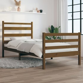 Solid pine wood bed frame honey brown 90x200 cm by vidaXL, Beds and slatted bases - Ref: Foro24-3103701, Price: 112,66 €, Dis...