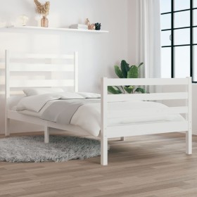 Solid white pine wood bed frame 100x200 cm by vidaXL, Beds and slatted bases - Ref: Foro24-3103704, Price: 117,99 €, Discount: %