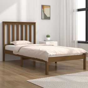 Honey brown pine solid wood bed frame 90x200 cm by vidaXL, Beds and slatted bases - Ref: Foro24-3103831, Price: 110,99 €, Dis...