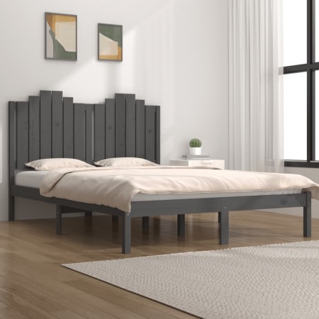 Estructura de cama madera maciza de pino gris 120x200 cm de vidaXL, Camas y somieres - Ref: Foro24-3103775, Precio: 130,99 €,...