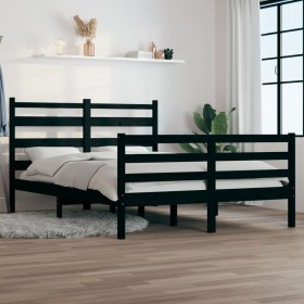 Estructura de cama de madera maciza de pino negra 160x200 cm de vidaXL, Camas y somieres - Ref: Foro24-3103727, Precio: 152,9...