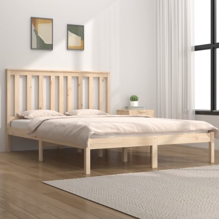 Estructura de cama de madera maciza de pino 200x200 cm de vidaXL, Camas y somieres - Ref: Foro24-3103863, Precio: 129,54 €, D...