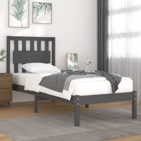 Gray pine wood single bed frame 90x190 cm by vidaXL, Beds and slatted bases - Ref: Foro24-3103900, Price: 125,99 €, Discount: %