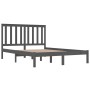 Solid gray pine wood double bed frame 135x190 cm by vidaXL, Beds and slatted bases - Ref: Foro24-3103820, Price: 165,23 €, Di...