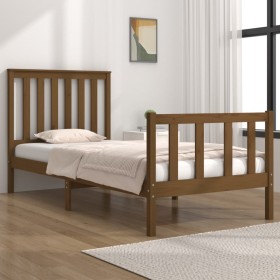 Honey brown pine wood single bed frame 90x190 cm by vidaXL, Beds and slatted bases - Ref: Foro24-3103876, Price: 144,14 €, Di...