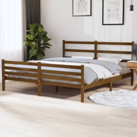 Estructura de cama madera maciza de pino marrón miel 180x200 cm de vidaXL, Camas y somieres - Ref: Foro24-3103731, Precio: 17...