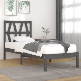 Estructura de cama madera maciza de pino gris 90x200 cm de vidaXL, Camas y somieres - Ref: Foro24-3103985, Precio: 96,99 €, D...